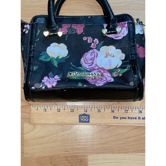Betsey Johnson Small black Bow handbag Flower Pattern - Picture 5 of 13